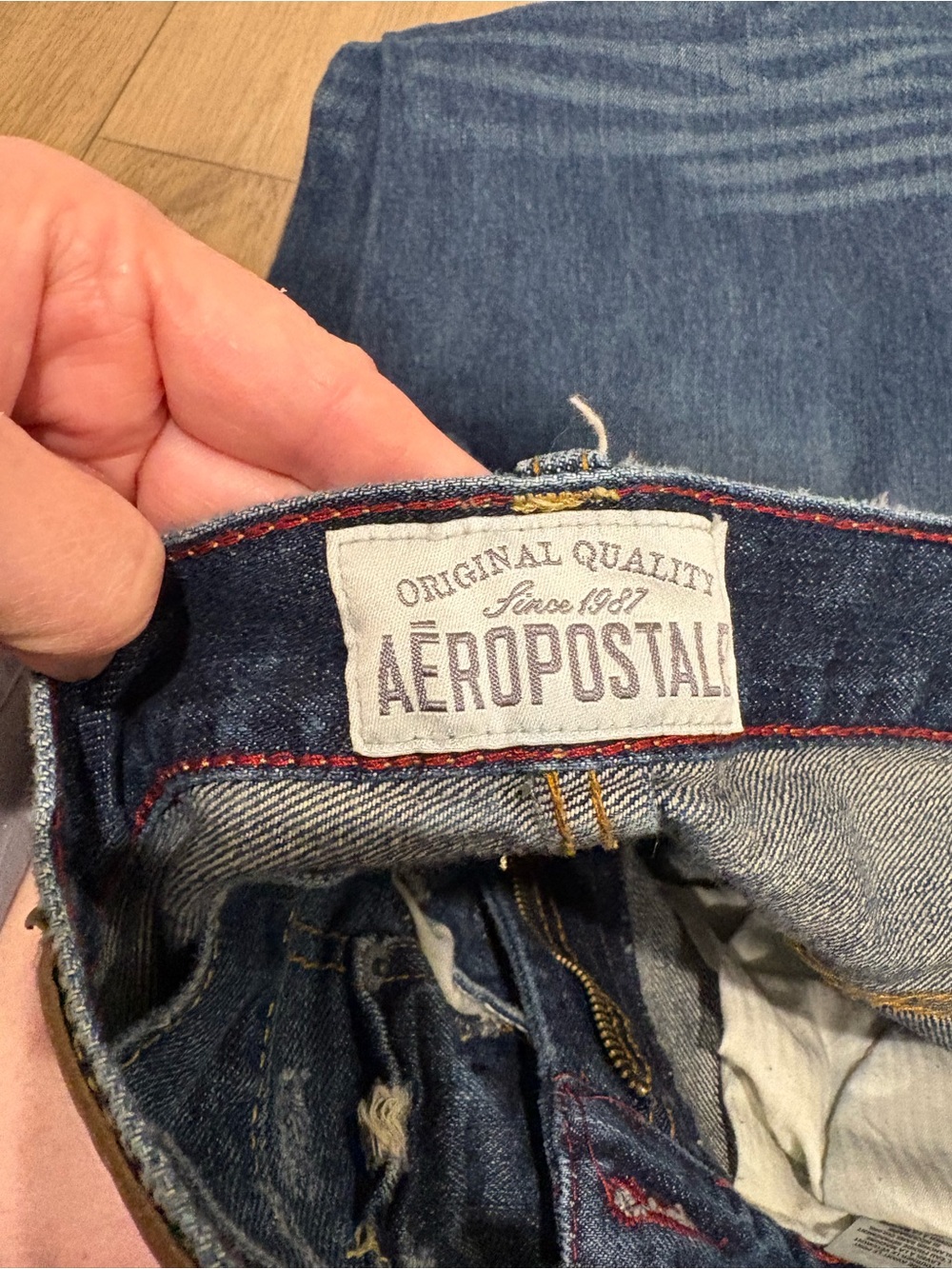 2 PAIR MENS Aeropostale Blue Denim Jeans with Leather Logo Patch 34/34 - Picture 3 of 6